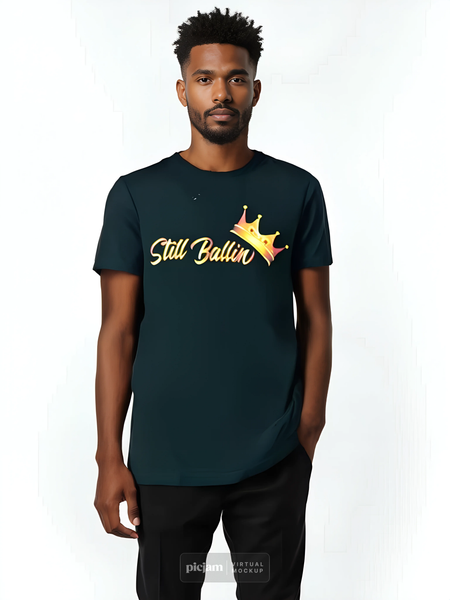 Still Ballin' Legends Black Crew neck T-Shirt Gold Gradient Crown