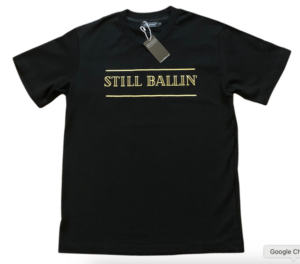 Still Ballin' Legends Black Crew neck T-Shirt Gold Gradient Crown