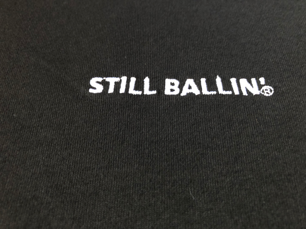 Still Ballin' Circle Emblem Black Crew neck Embroidery T-shirt
