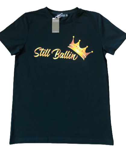 Still Ballin' Legends Black Crew neck T-Shirt Gold Gradient Crown